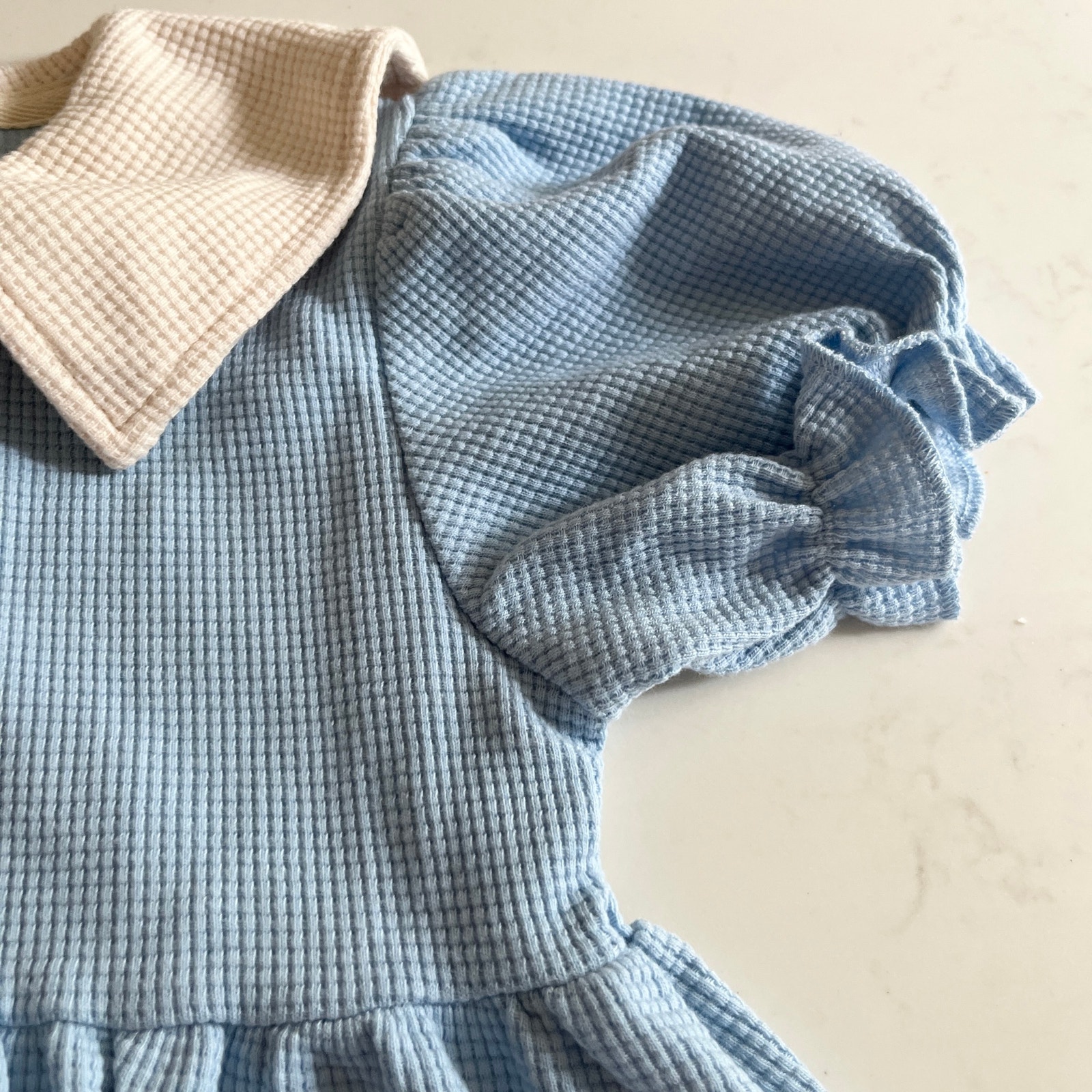 Bebe Organic Flora Dress Girls Size 4 Nwt Blue Sailor Collar Timeless — image 7 of 8